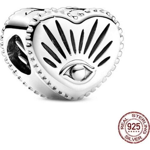 New 925 Sterling Silver Eye Heart Beads Fit Original Pandora Charm Bracelets Necklace For Women Diy Jewelry Gift