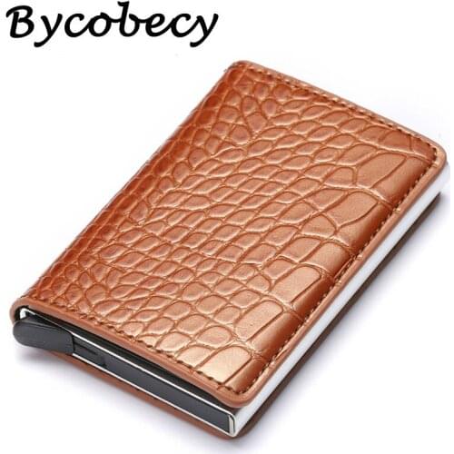 Bycobecy 2019 RFID Minimalist Wallet 13 Colors Metal Aluminum Box PU Leather Slim Wallet Men Mini Wallet Dropshipping Wallet