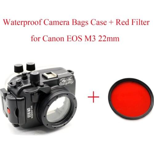 Meikon 40m/130ft Underwater Camera Housing case for Canon EOS M3 22mm,Waterproof Camera Bags Case + Red Filter for Canon EOS M3