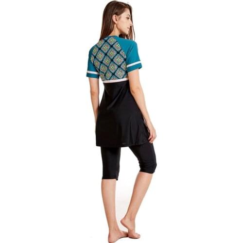 Digital printed With short Sleeves swimsuit for women conservative swimsuit for women beach swimsuit for muslims Chinese red