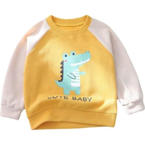 Long Sleeve Kids Sweatshirts with Dinosaur Print Fashion Children Tops Cotton Autumn Spring Baby Shirts Toddler Girl Clothes