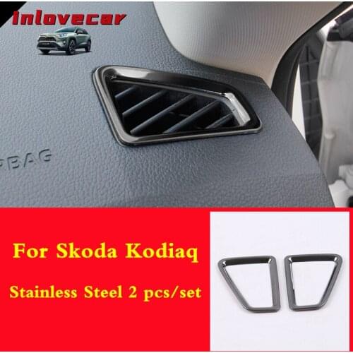 For Skoda Kodiaq GT 2017-2019 car air outlet decoration cover conditioning circle ring frame trim strip garnish accessories 2pcs