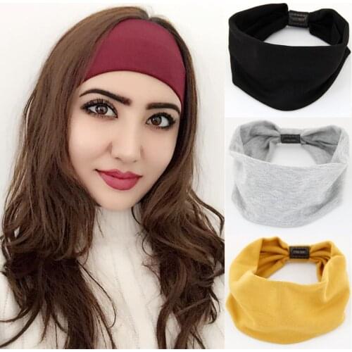 Cotton Wide Stretch Headbands Sport Yoga Gym Sweatband Headband for Women Hairband Head Bands Elastic Head Wrap Basketball Band