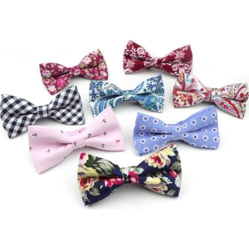 Cotton Floral bowtie Mens Fashion Paisley Plaid Flower for Wedding Party Casual Cravat Bow Tie Accessories Gift