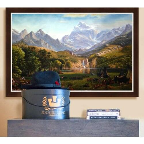 The Rocky Mountains Artist sales hand painted oil painting on canvas American scene big oil painting