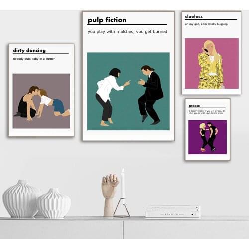 Pulp Fiction Mid Century Retro Canvas Painting Quote Dance Poster Print Abstratc Movie Wall Art Pictures For Bedroom Home Decor
