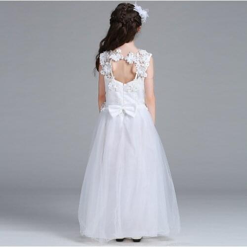 Princess lace back flower hollow flower girl dress halter banquet dress wedding banquet dress