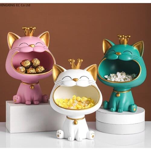 Lucky Cat Decoration Living Room Home Decoration Storage Decoration Animal Modeling Craft Light Luxury High-end Furnishings
