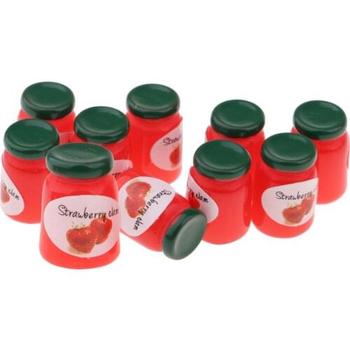 1/12 Dollhouse Miniature Soft Drink Juice Bottles 10 Pieces Strawberry Jam