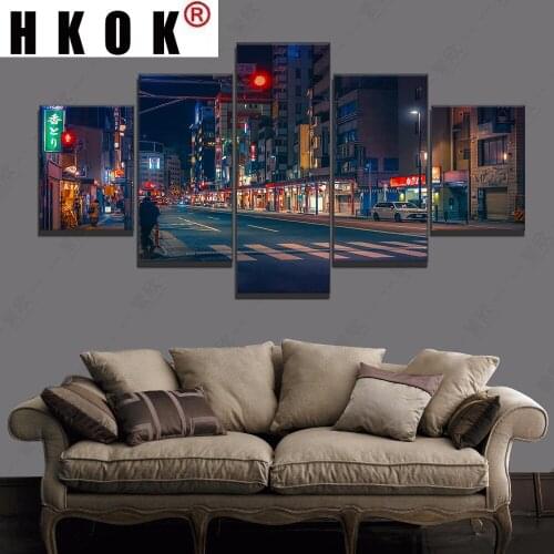 HKOK Modular Canvas Picture Japanese Street shop painting Bedroom Living Room Poster Home Canvas Painting Home Decor
