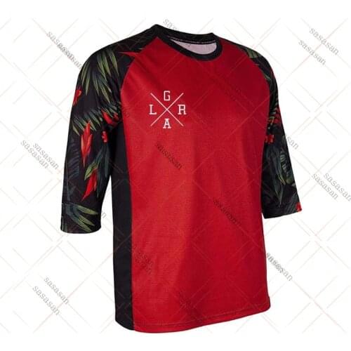 TDL Design Cycling Jersey Mens MTB Mountain Bike Endurance Race DH Quick-drying Shirt 3/4 Short Sleeve 100% Polyester