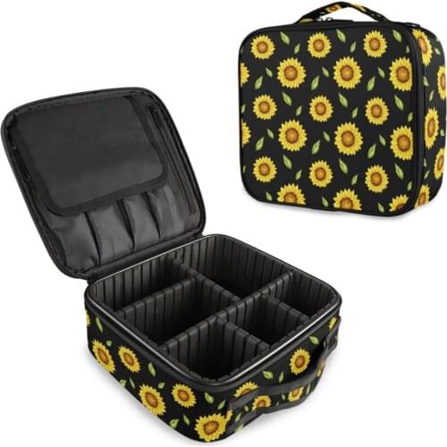 New Outdoor Girl Makeup Bag Sunflower Print Women Cosmetic Bag Women Toiletries Organizer Waterproof Female Storage Make Up Case