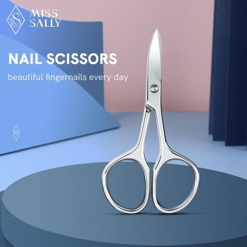 Miss Sally Nail Scissors Curved Blade Stainless Steel Facial Hair Cutter Eyebrow Eyelash Makeup Scissors Hair Remover Tool