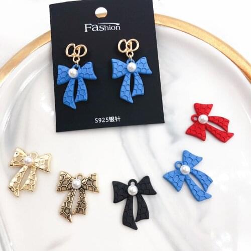 BULK 10 POP Bows Charm 22mm*20mm Bow Beads Charm or Pendants Bow Jewelry Making for Women Girl Metal Charms KL38F-39DD