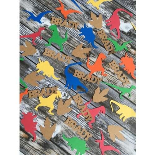 Personalize Dinosaurs boys dino Birthday Party confettis baby shower table scatters, gender reveal Christening baptism confetti