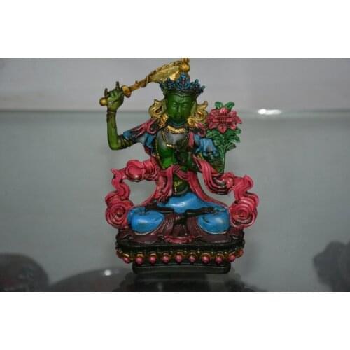 Rare Old Qing Dynasty crystal pastels carving-- Wearing a sword Buddha Statue, best collection adornment, free shipping