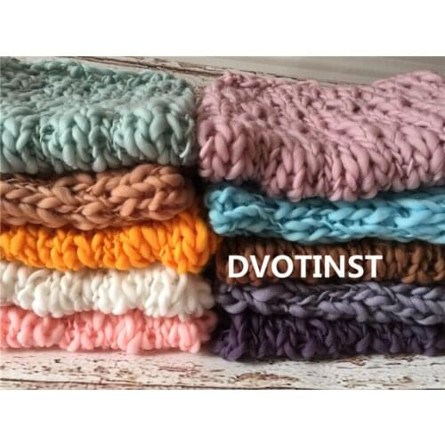 Dvotinst Newborn Baby Photography Props Crochet Knit Background Blanket Basket Filler Fotografia Accessories Studio Shoot Props