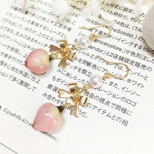 1 Pair Real Resin Dried Rose Flower Charms Pendant Jewelry Making Earring