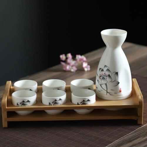Modern Japanese Ink Style Sake Wine Set Household Liquor Cup Ceramic Liquor Glass Jug Dispenser Drinking Cup