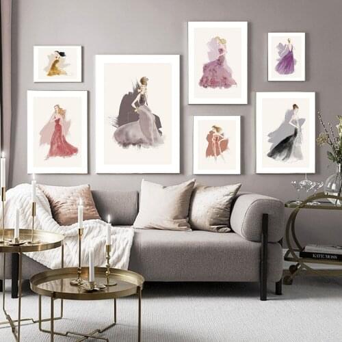 Modern Wall Art Poster Fashion Woman Beautiful Dress Gallery Print Canvas Painting Picture Living Room Girl Room Home Decoration