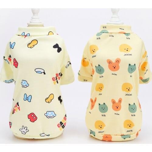 Light Dark Dog New Shirt Yellow Dog Spring Summer T-Shirt With Sleeve Cartoon Printed Pet Clothes Camiseta De Perro
