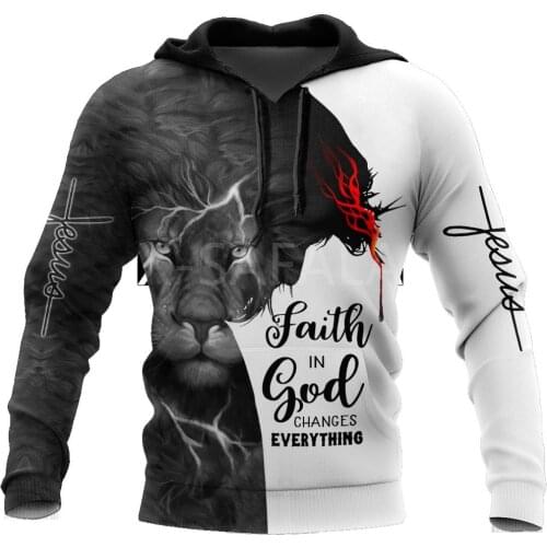 Christian Jesus Lion Catholic 3D Print Hoodie Man Women Harajuku Outwear Zipper Pullover Sweatshirt Casual Unisex Jacket Style-2