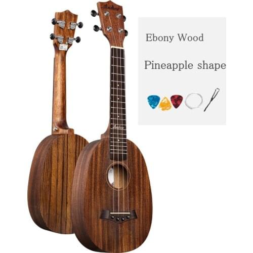 Ukulele Ebony Wood 23 Inch Concert Pineapple Shape Mini Guitar Electric Acoustic 4 Strings Ukelele Guitarra
