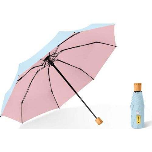 Windproof Mini Folding Umbrella Color Coating Anti-UV Protection Sun Parasol Playa Large Beach Umbrella Portable Pocket Umbrella