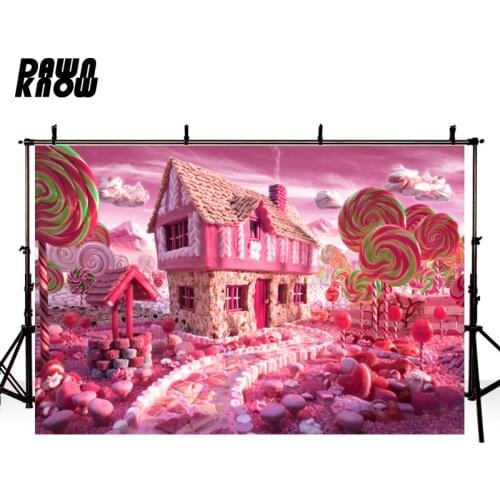 DAWNKNOW Candy Sweetmeats Vinyl Photography Background Candy House Polyester Backdrops For Kids Photo Studio F1514
