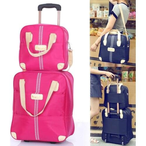 Wheeled bag Women Luggage girl Handbag wheels waterproof trolley bags business large capacity Boarding bag Travel Suitcase Bag