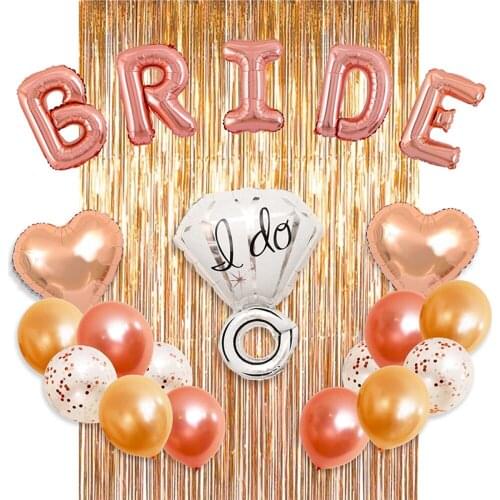 16inch Rose Gold Bride Letter Balloons Ring Foil Balloon Hen Party Decorations Wedding Bridal Shower Bachelorette Party Supplies