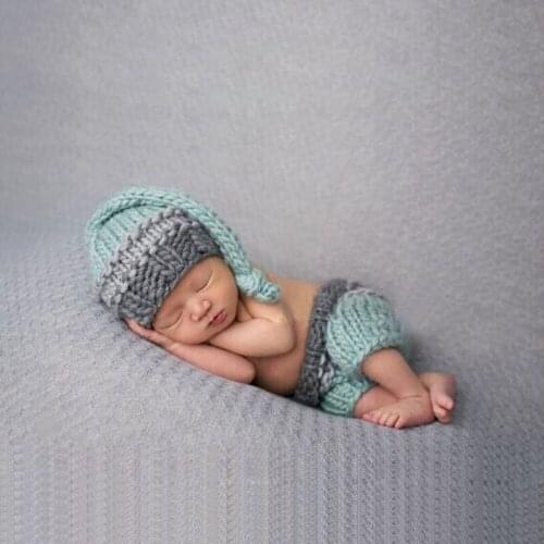Newborn Crochet Knit Beanie Hat Costume Clothing Photography Props baby handmade Hat and pants Set BH66