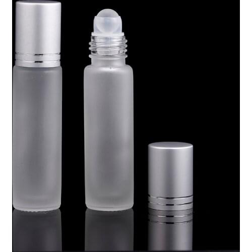 1pc10ml Thick Frosted Glass Roll On Essential Oil Refillable Empty Perfume Bottle 10cc Stainless Glass Roller Ball Free Shipping