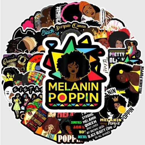 10/50PCS/lot Inspirational Black Girl Melanin Poppin Sticker for DIY Laptop Phone Guitar Suitcase Luggage Skateboard Stickers