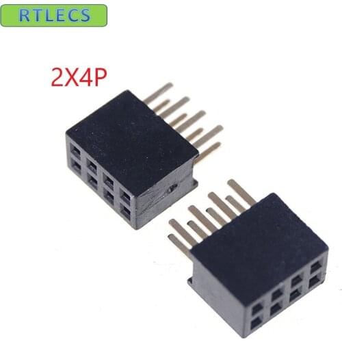 1000pcs 2x4 P 8 pin 1.27mm Pitch Pin Header Female dual row straight through hole DIP Rohs Lead free