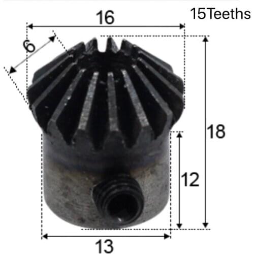 2pcs 1Module 15-20Teeths inner hole:6mm Bevel Standard Gear 45 Steel Quenching