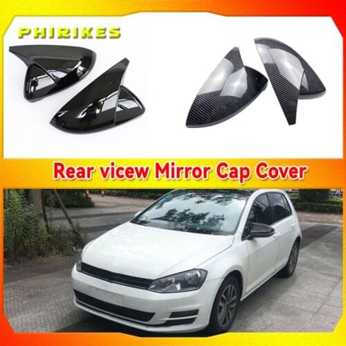 2PCS Mirror Covers Caps RearView Mirror Case Cover For VW Golf MK7 7.5 GTI 7 7R Carbon Bright Black Cover car accessory