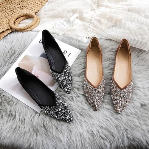 2021 Summer Size 34~41 Women Flats Ladies Crystal Rhinestone Slip On Solid Black Khaki Brand Design Soft Comfortable Loafers