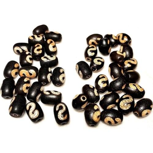 3pcs/lot Cylindrical Weathered Dragon Pattern Old Agate Beads Tibetan DZI 10*14mm Money Hook Totem Pattern Men&women Jewelry DIY
