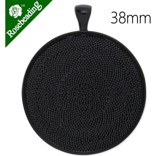 38MM(1.5inch) Black Round Pendant tray,zinc Alloy filled,20pcs/lot-C4265