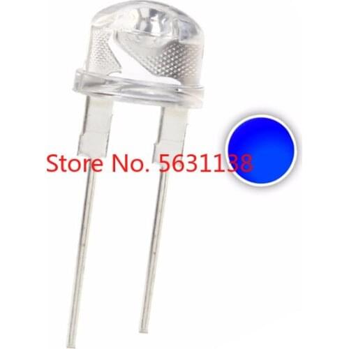 50PCS 8MM Straw Hat Blue chip LED 0.5W 120mA Lamp Water Clear 600-800mcd DIP-2 2 PINS Ultra Bright Lgiht Beads wholesale leds