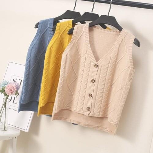 8 Colors 2021 Autumn And Winter Preppy Style V Neck Knitted Sleeveless Vest Sweaters Womens Knitted Cardigan Womens