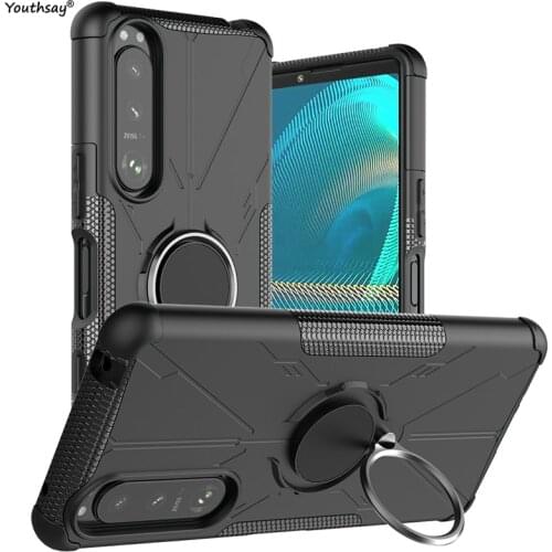 For Sony Xperia 5 III Case For Sony Xperia 5 III Cover Armor Silicone Rubber Stand Ring Protector Case For Sony Xperia 5 III