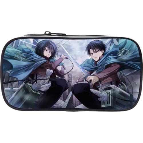 Attack On Titan Pencil Case Anime Printing Girls Makeup Bags Boys Stationery Storage Bags