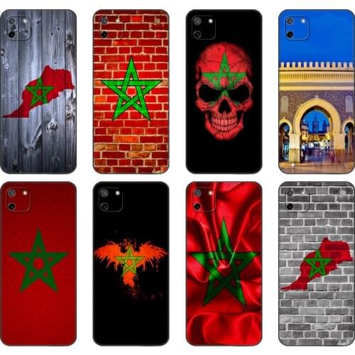 Black tpu Case For OPPO Realme C11 C20 C21 Case Back Cover Bumper Morocco flag Moroccan