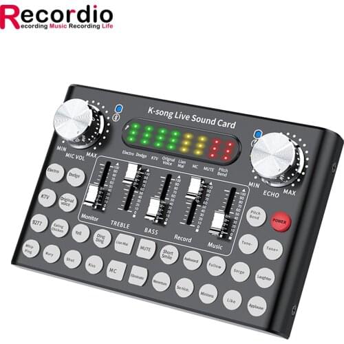 GAX-F10 Blueteeth Sound Card Set Broadcast Karaoke Universal Digital External Audio Mixer Live Computer