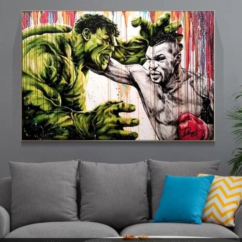 Graffiti Hulk Fight Tyson Boxing King Canvas Painting Posters And Prints Boxer Cartoon Street Art Picture On Wall Home Decor