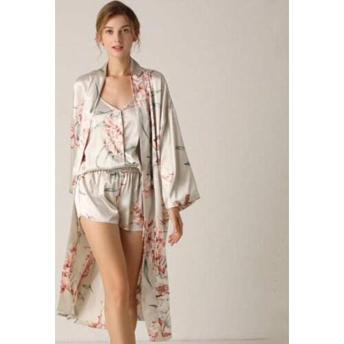 Women Kimono Bathrobe Gown Intimate Lingerie Satin Nightwear Nighty&Robe Suit Sexy Sleepwear Silky Nightgown
