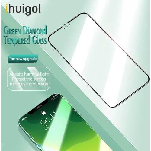 Ihuigol 9D Diamond Tempered Glass For iPhone 12 Pro Max mini Curved Edge Full Protector Explosion-proof Screen Transparent Glass