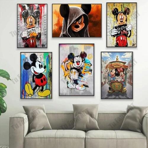 Disney Canvas Paintings Wall Art Donald Duck Mural Mickey and Minnie Anime Poster and Print Mouse Picture Room Decoration